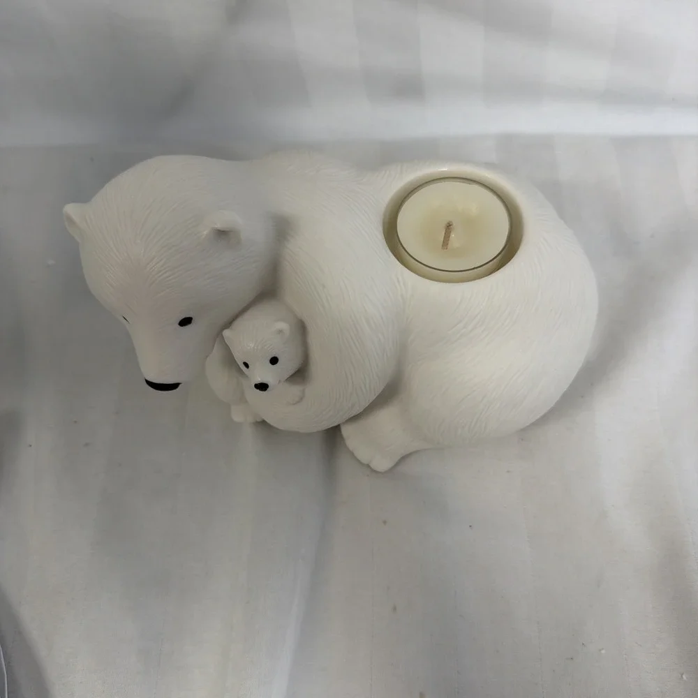 PartyLite Arctic Polar Bear Family Tealight Holder Retired P9990 - Picture 2 of 8